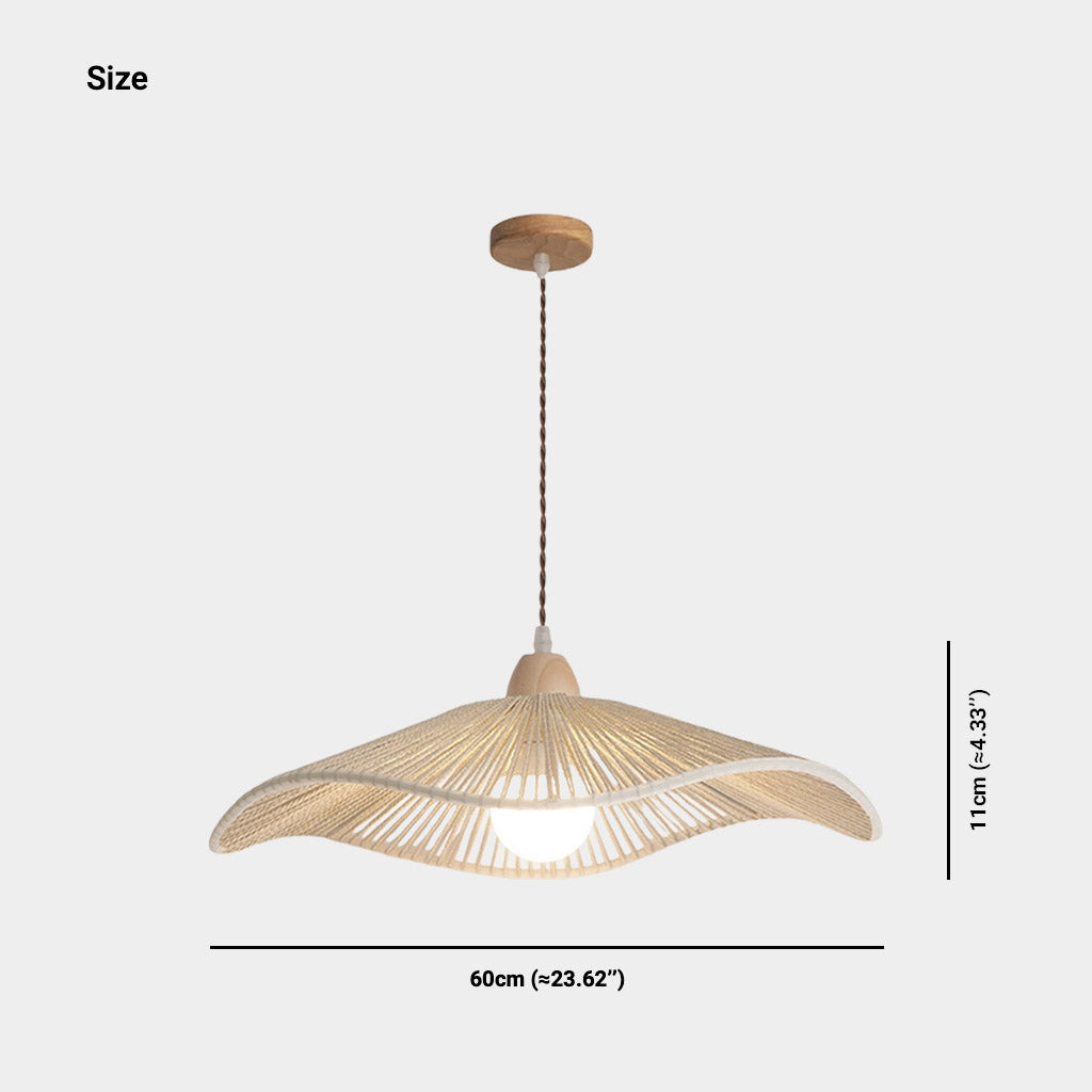 Pendant Light Japandi Hemp Rope Straw Hat Log Size