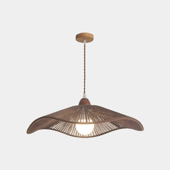 Pendant Light Japandi Hemp Rope Straw Hat Walnut