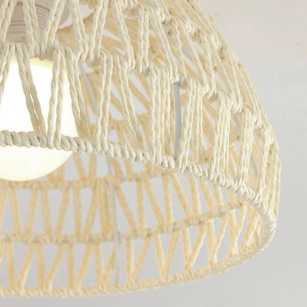 Pendant Light Japandi Rattan Woven Wood Dome Shade