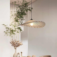 Pendant Light Japandi Retro Cloth Linen Lotus Leaf Corner