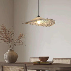 Pendant Light Japandi Retro Cloth Linen Lotus Leaf Dining Room