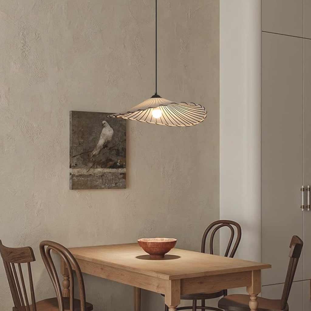 Pendant Light Japandi Retro Cloth Linen Lotus Leaf Dining Table