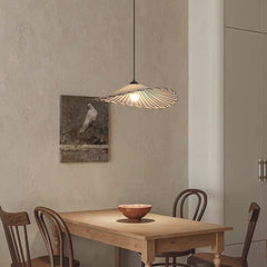 Pendant Light Japandi Retro Cloth Linen Lotus Leaf Dining Table