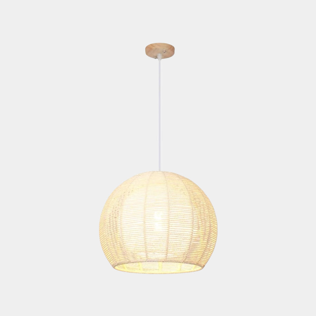 Hanglamp Japandi Ronde Bol Henneptouw Beige