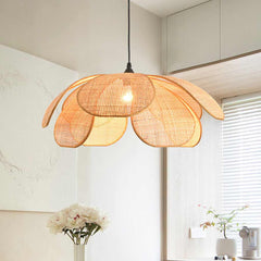 Pendant Light Japanese Ambient Woven Rattan Petal Room
