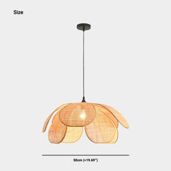 Pendant Light Japanese Ambient Woven Rattan Petal Size