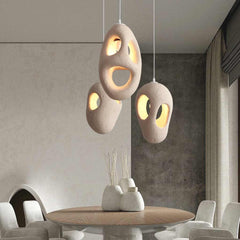 Pendant Light Japanese Cream Beige Hollow Dining Table