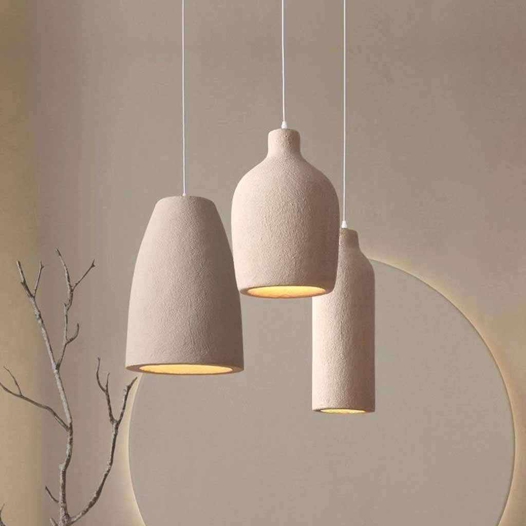Lampe à suspension japonaise Wabi-Sabi crème beige