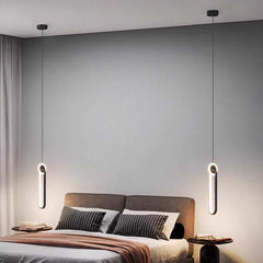 Függesztett lámpa minimalista, egyedi ovális LED-del, arany / fekete