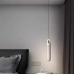 Függesztett lámpa minimalista, egyedi ovális LED-del, arany / fekete