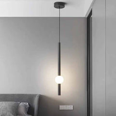 Hanglamp met LED-verlichting, lineair, ijzer en glas