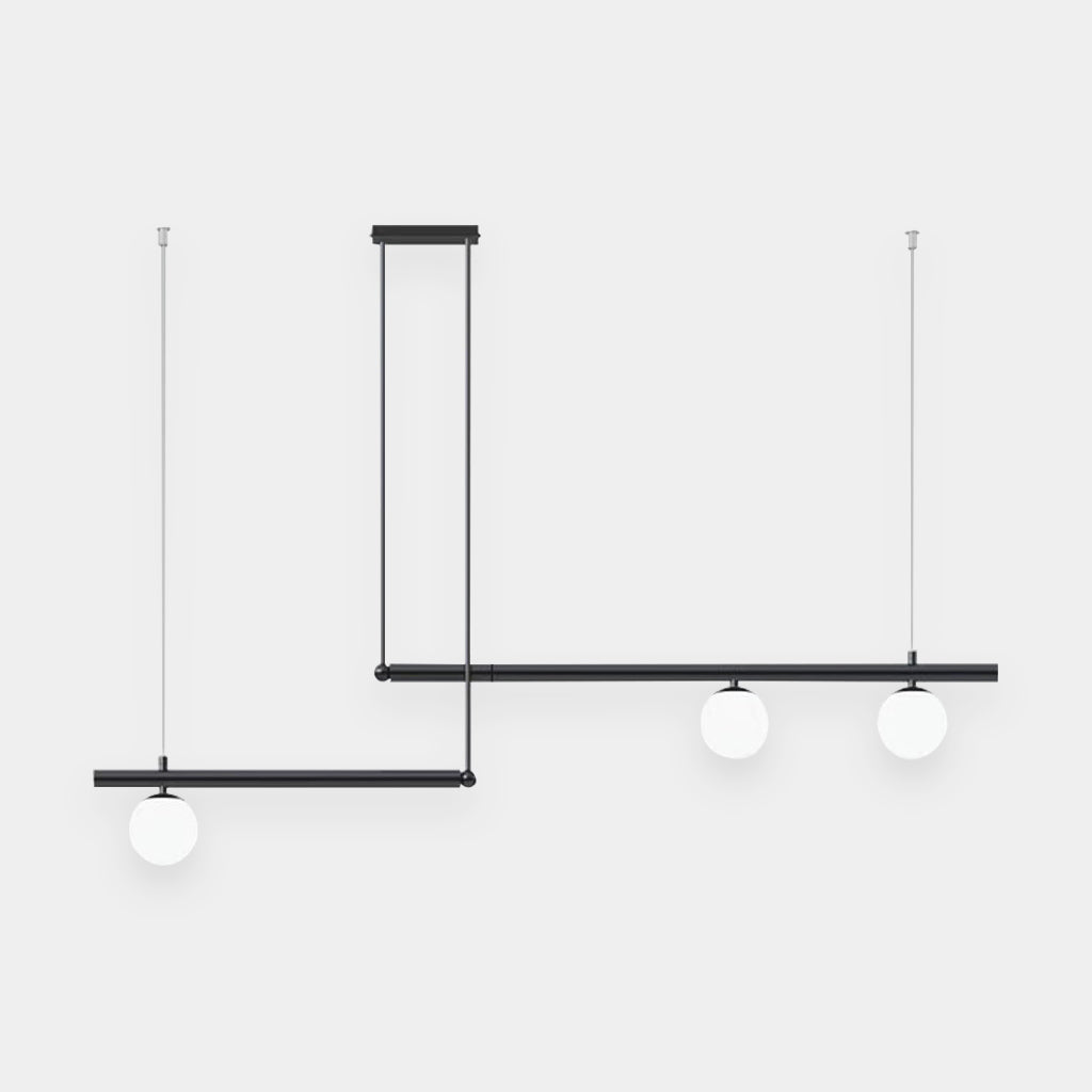 Pendant Light Linear 3 Bulbs Black