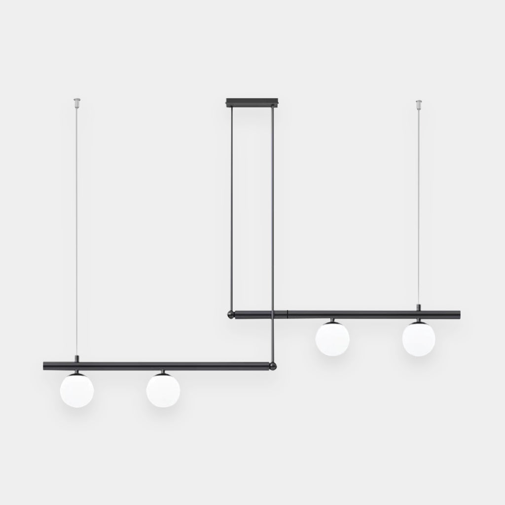 Pendant Light Linear 4 Bulbs Black