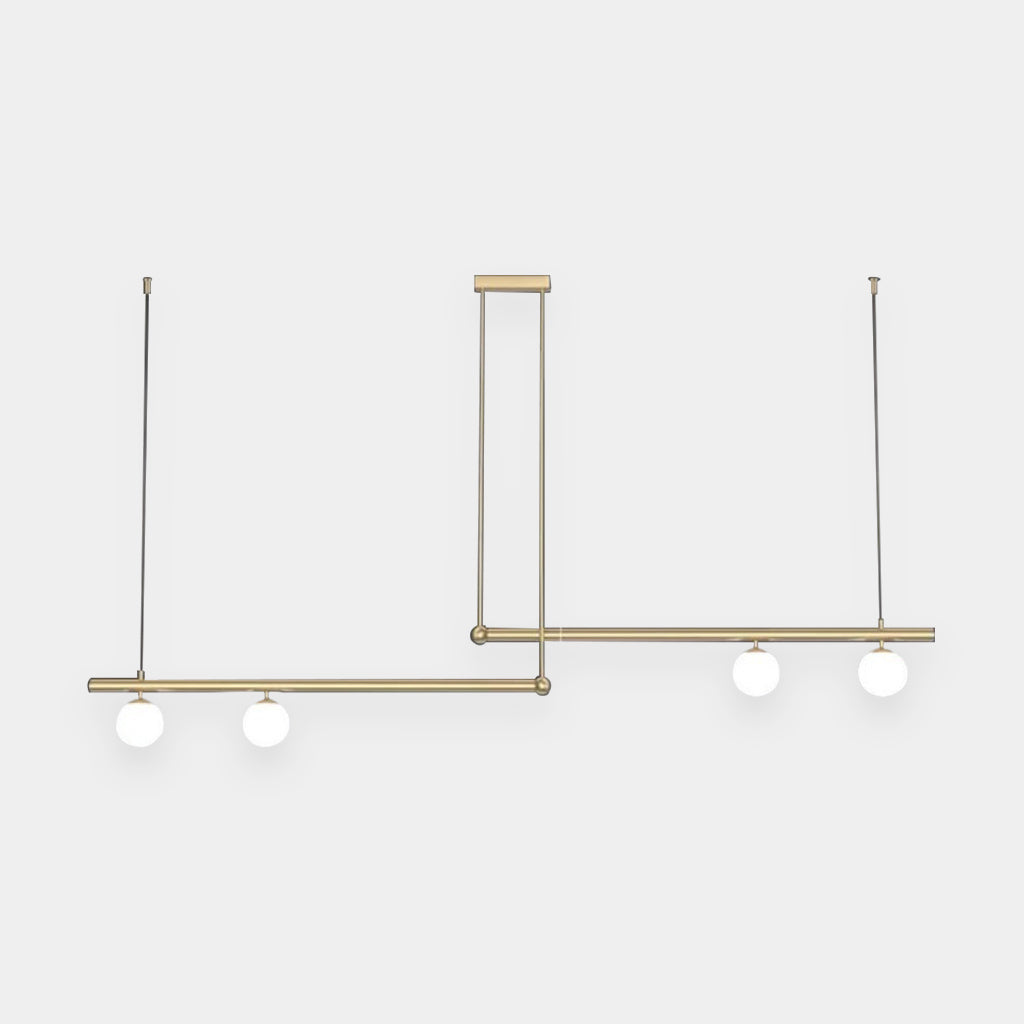 Pendant Light Linear 4 Bulbs Gold