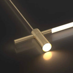 Pendant Light Linear Copper Brass LED with Spotlights Detail