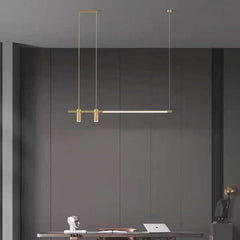 Pendant Light Linear Copper Brass LED with Spotlights Room