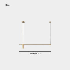 Pendant Light Linear Copper Brass LED with Spotlights