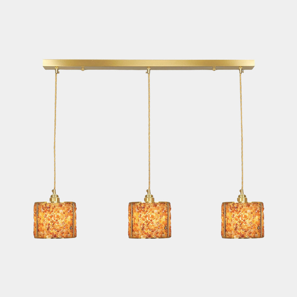 Pendant Light Linear Crystal 3 Light Cylinder