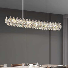 Pendant Light Linear Crystal Raindrop Dimmable LED Dining Room