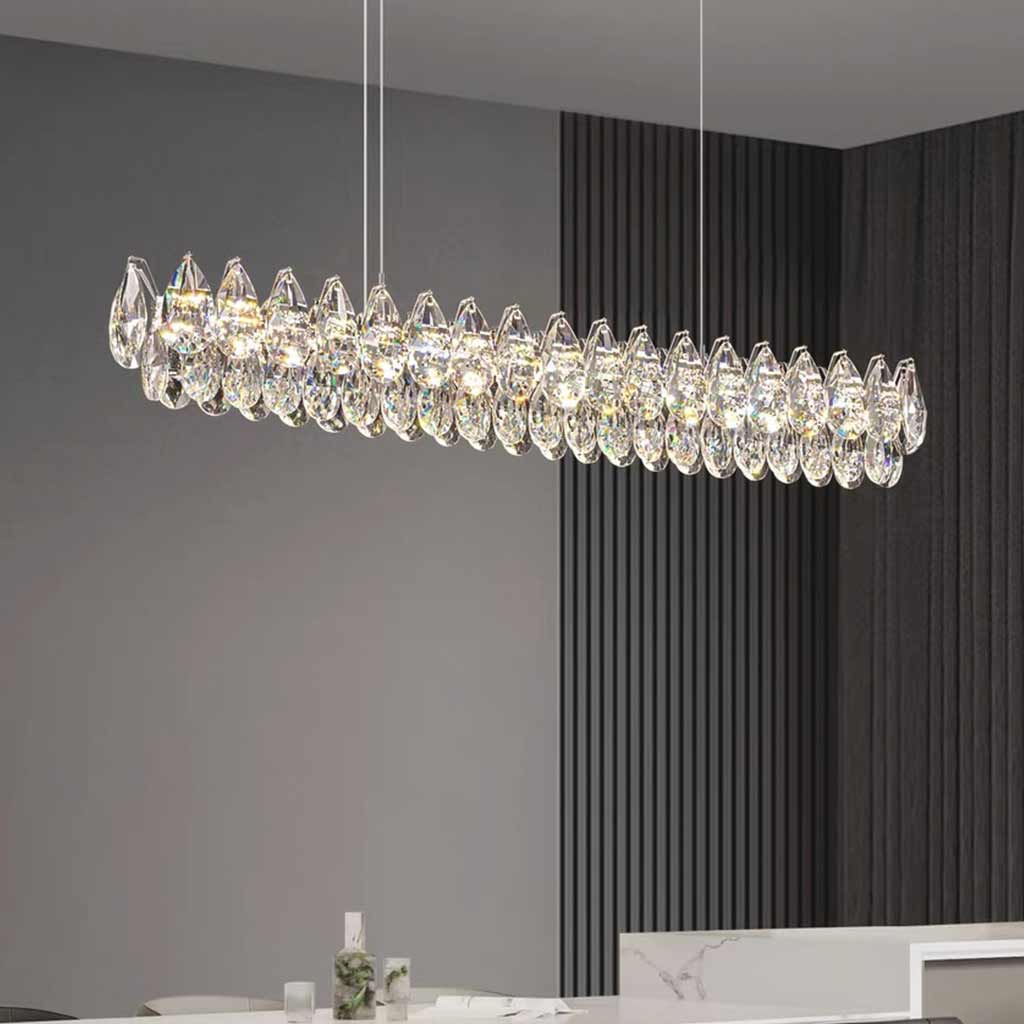 Pendant Light Linear Crystal Raindrop Dimmable LED Dining Table