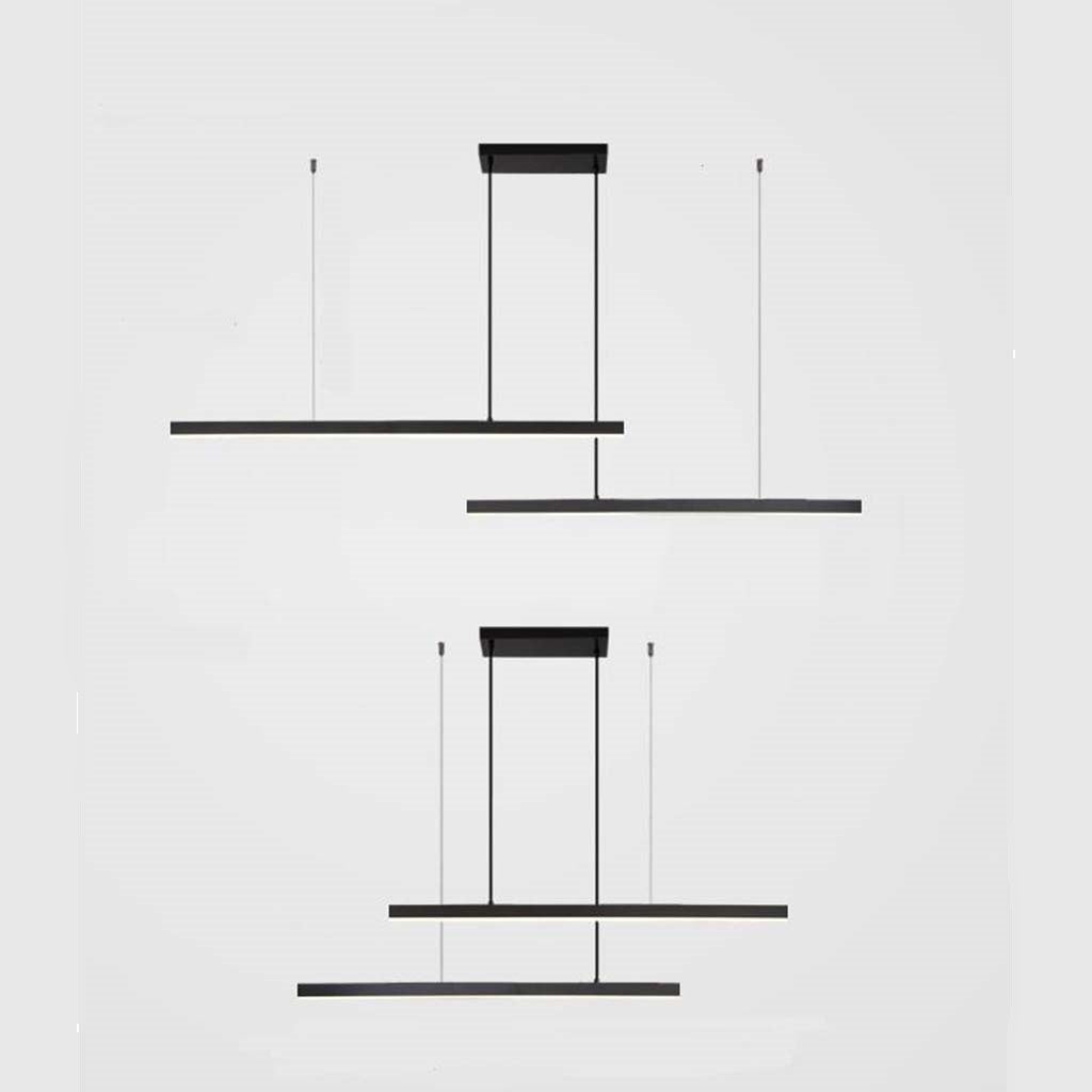Pendant Light Linear Dimmable LED Black Double