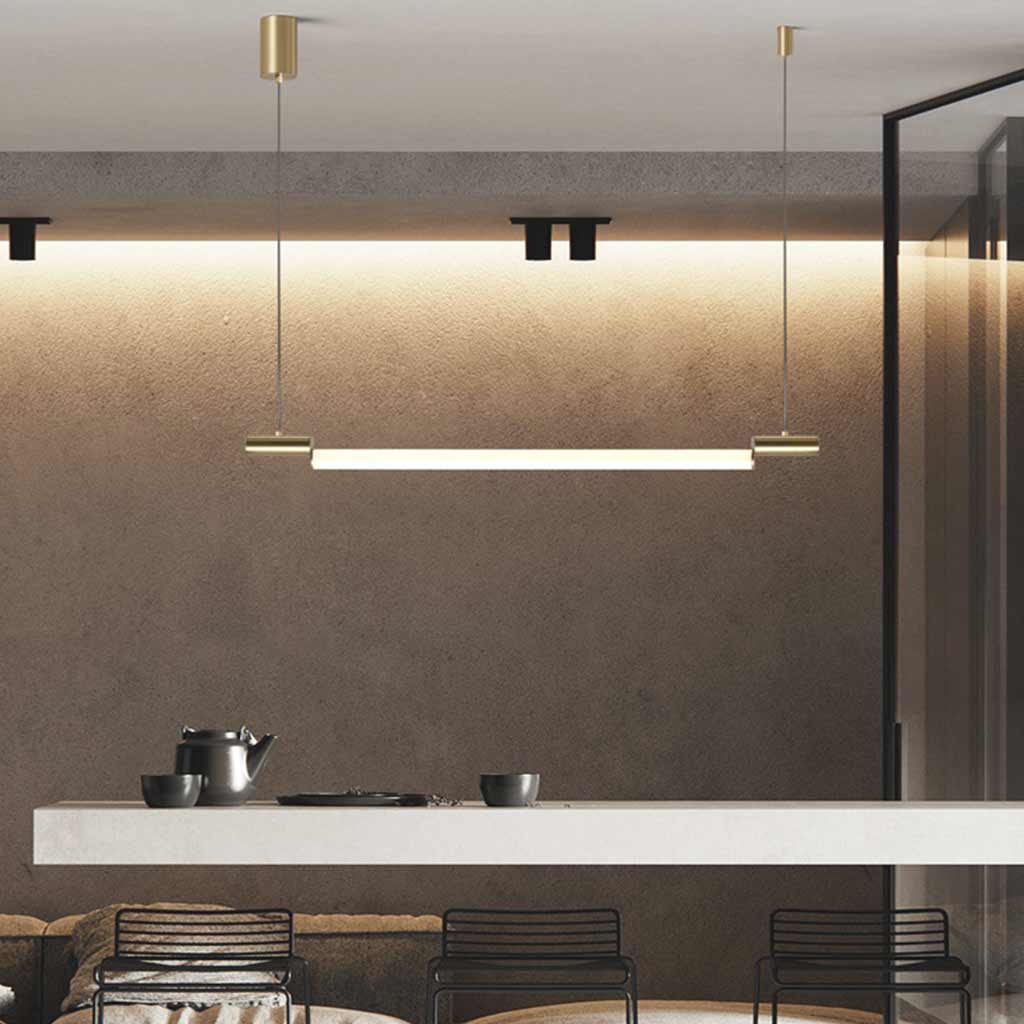 Pendant Light Linear Horizontal Strip LED Gold Dining Room