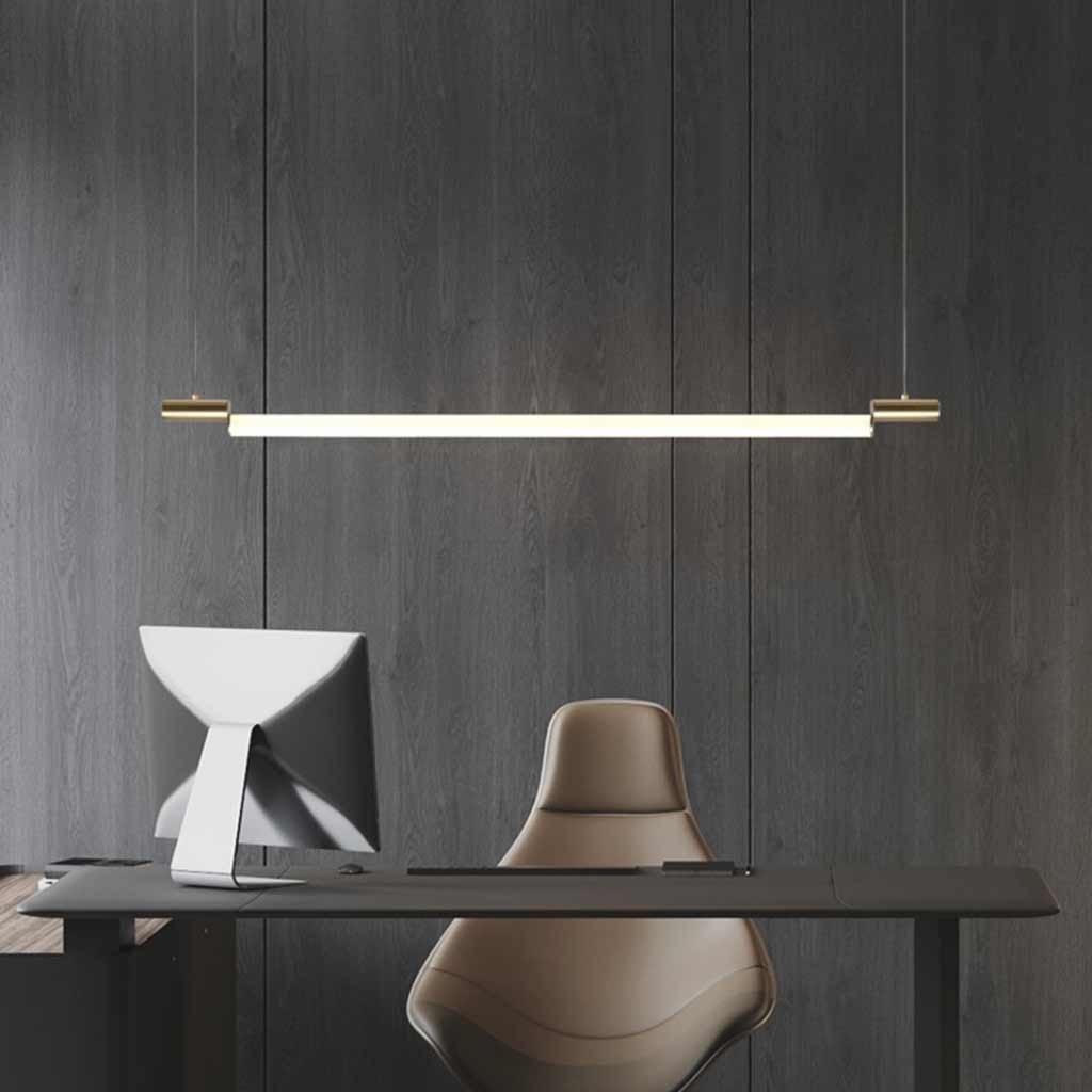 Pendant Light Linear Horizontal Strip LED Gold Study Room