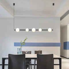 Pendant Light Linear Multi Globe LED Black Dining Room