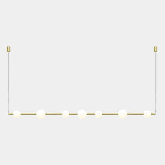 Suspension linéaire multi-globes LED, noir/doré