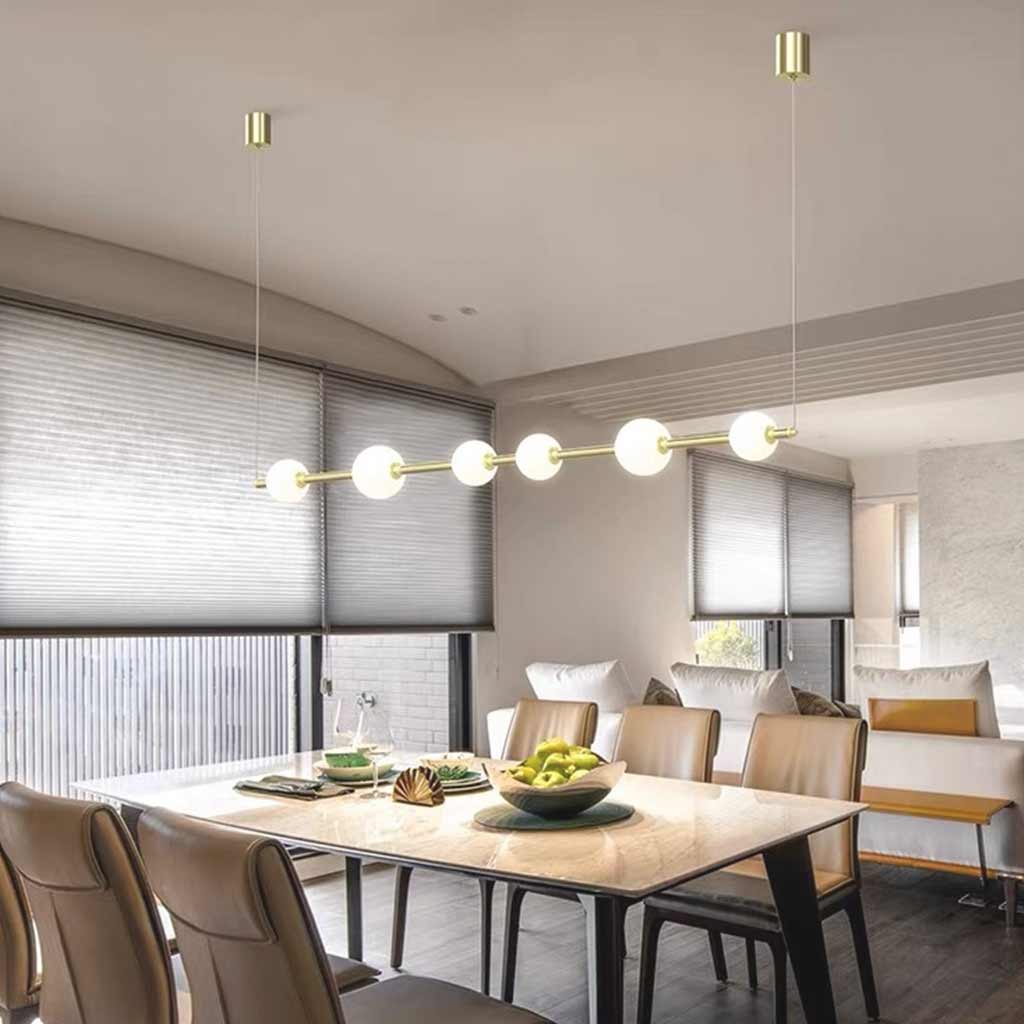 Pendant Light Linear Multi Globe LED Gold Dining Room