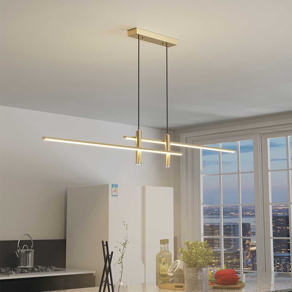 Pendant Light Linear with Spotlights Gold Kitchen