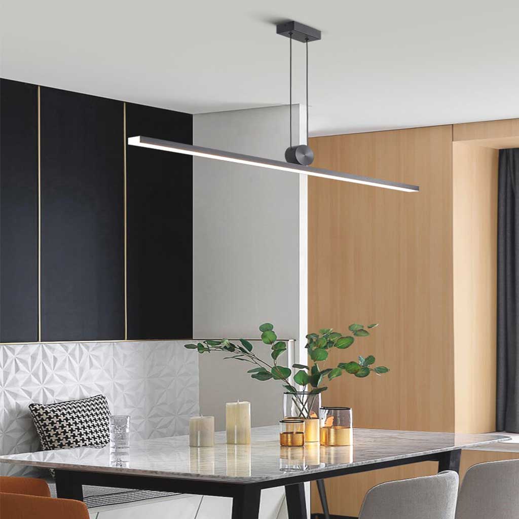 Pendant Light Long Strip Linear Dimmable LED Black Black L100cm 39.37 36W