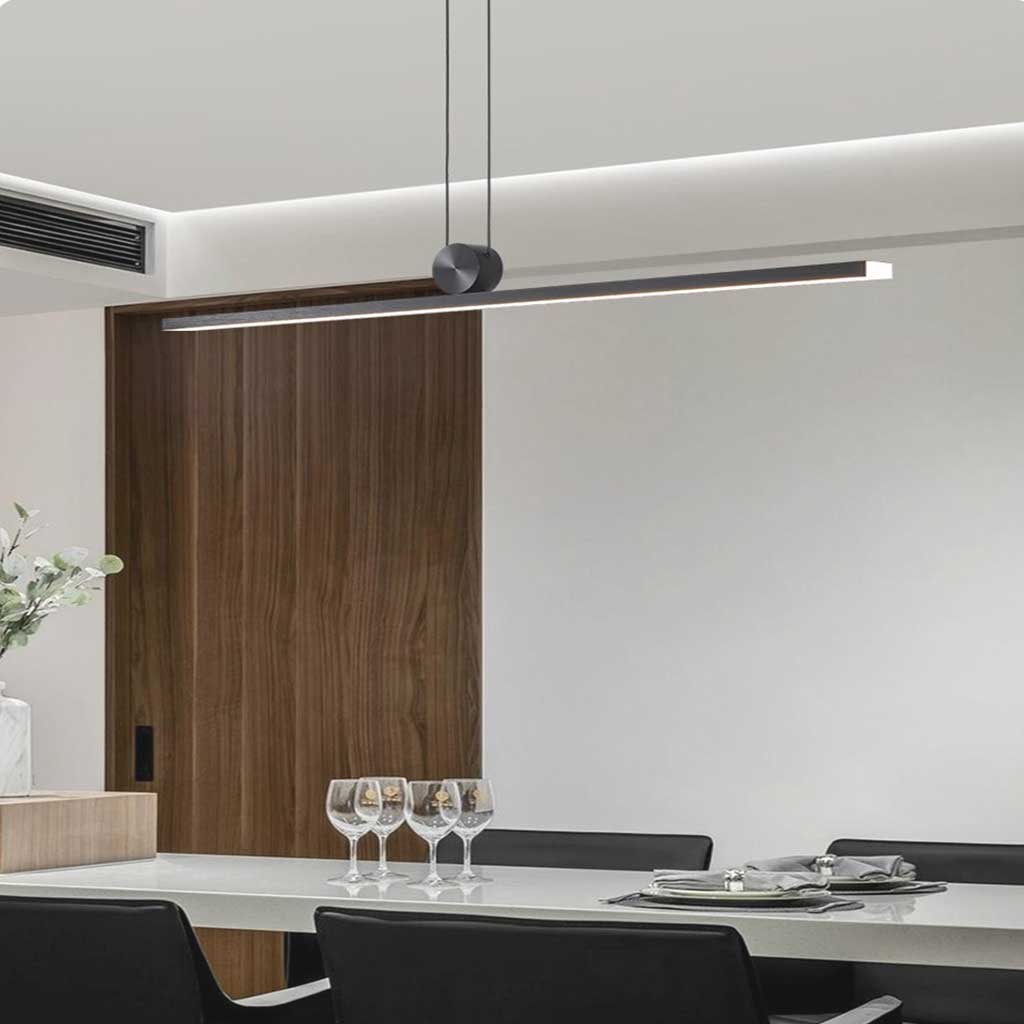Live Long Led Black Long Strip Linear Dimmable LED Pendant Light | VAXLAMP