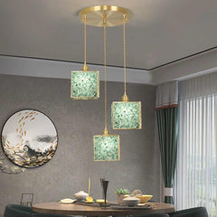 Pendant Light Luxury Handmade 3 Light Brass Crystal Cube Room