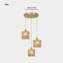Pendant Light Luxury Handmade 3 Light Brass Crystal Cube Size