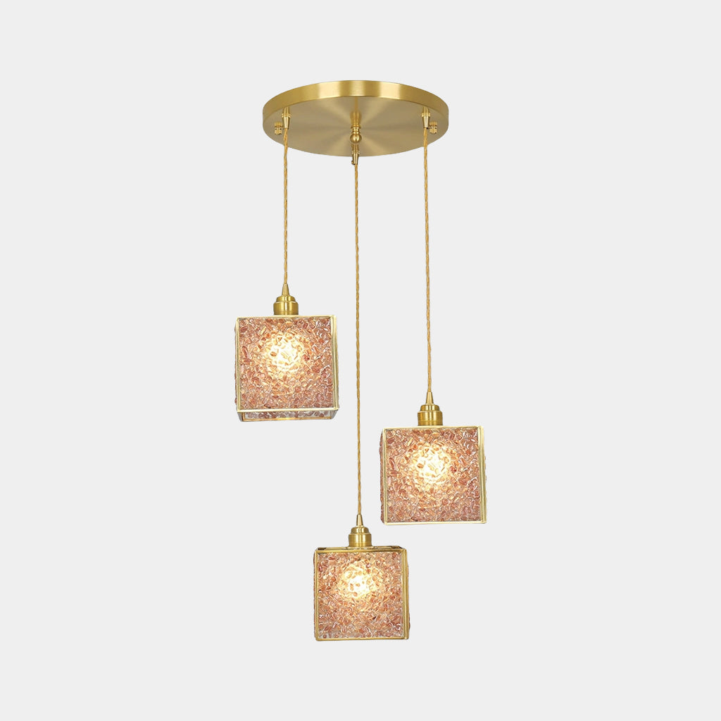 Pendant Light Luxury Handmade 3 Light Crystal Cube