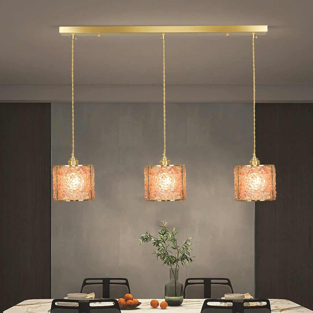 Pendant Light Luxury Linear Crystal 3 Light Cylinde Dining Table