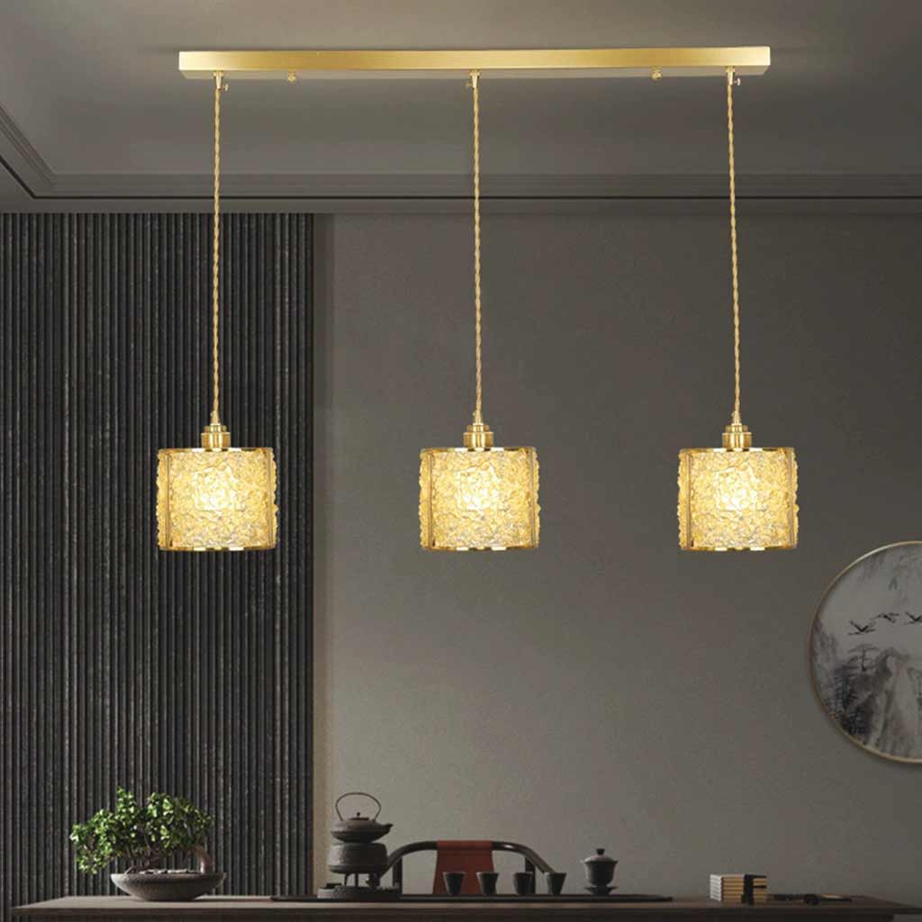 Pendant Light Luxury Linear Crystal 3 Light Cylinder Dining Room