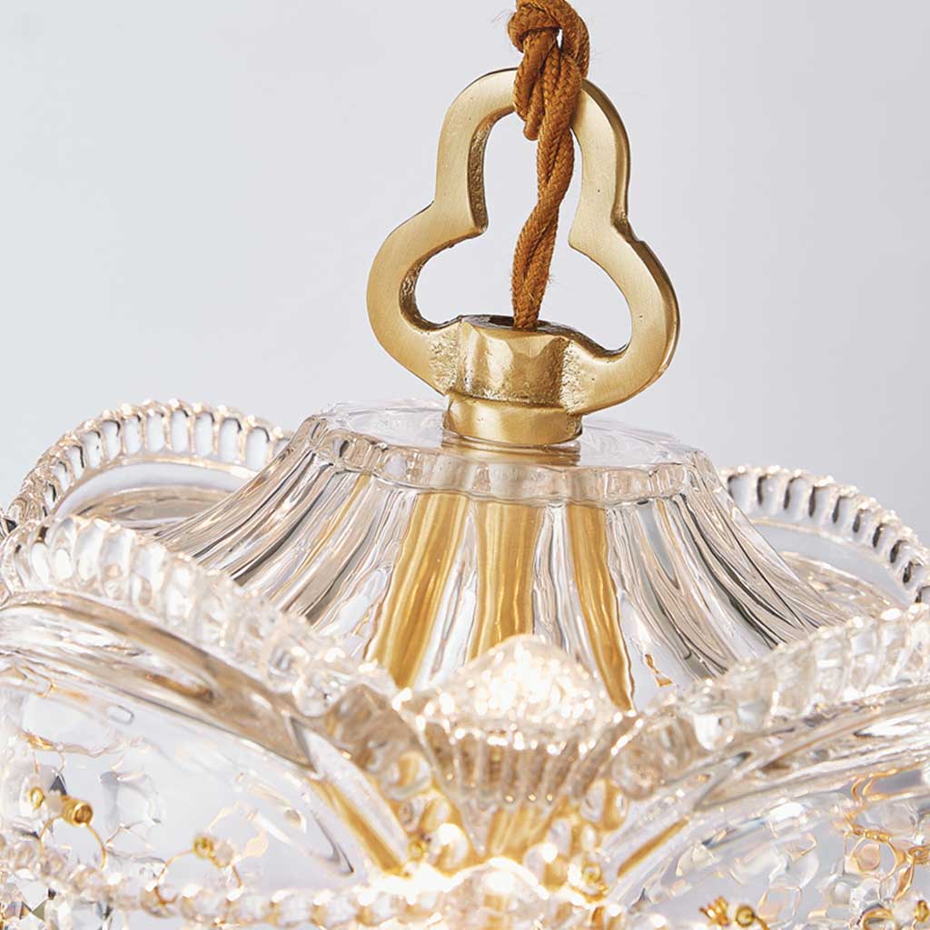 Pendant Light Luxury Vintage Brass Clear Glass Drop Detail
