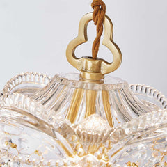 Pendant Light Luxury Vintage Brass Clear Glass Drop Detail