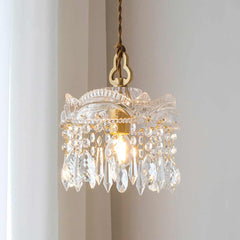 Pendant Light Luxury Vintage Brass Clear Glass Drop Room