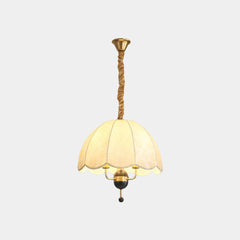 Pendant Light Metal Wood Fabric Dome Shade