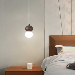 Pendant Light Mini Globe Ball Gourd Walnut Color Bedroom