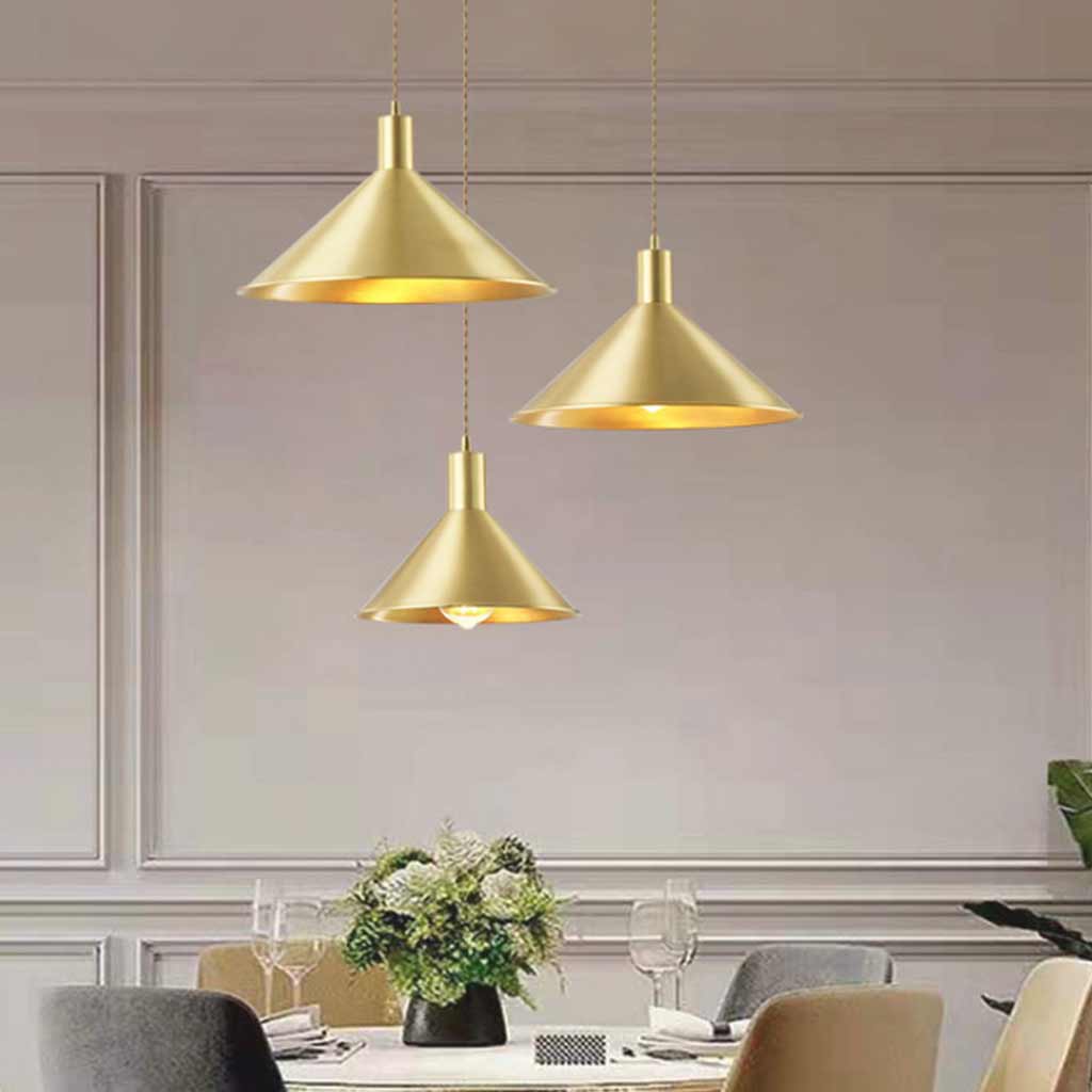 Pendant Light Minimalist Brushed Brass Single Head Gold Dining Room