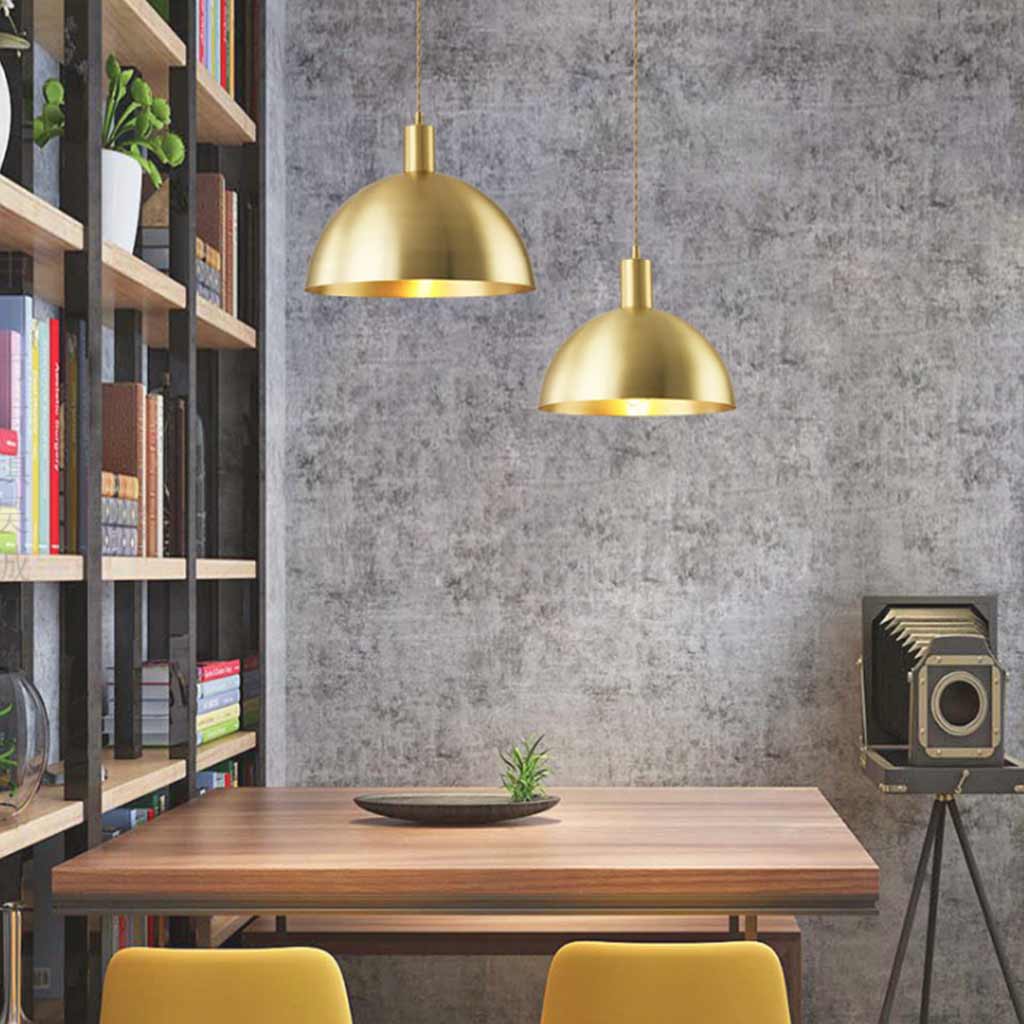 Pendant Light Minimalist Brushed Brass Single Head Gold Dining Table