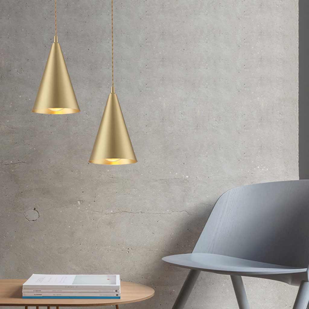 Pendant Light Minimalist Brushed Brass Single Head Gold Study Room