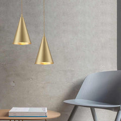 Pendant Light Minimalist Brushed Brass Single Head Gold Study Room