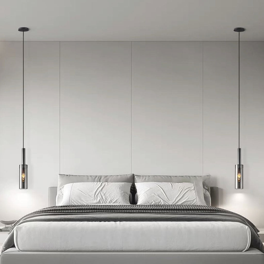 Pendant Light Minimalist Copper Crystal Tube Bedroom