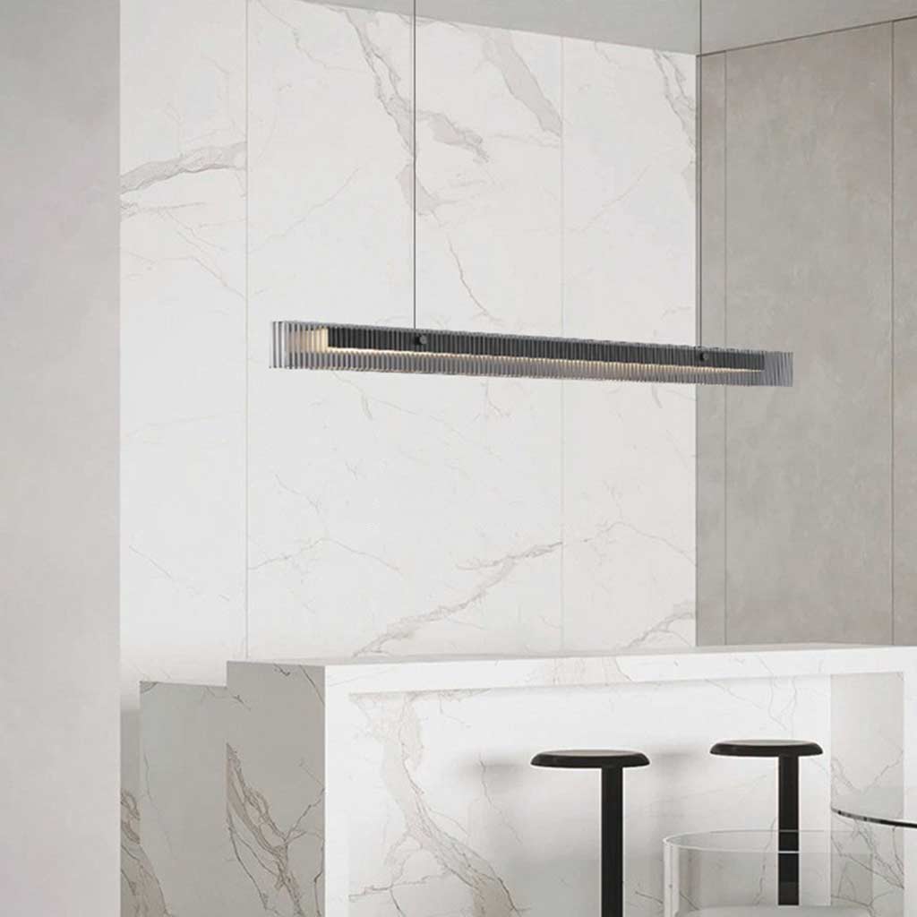 Minimalist Black Glass Linear LED Pendant Light | VAXLAMP