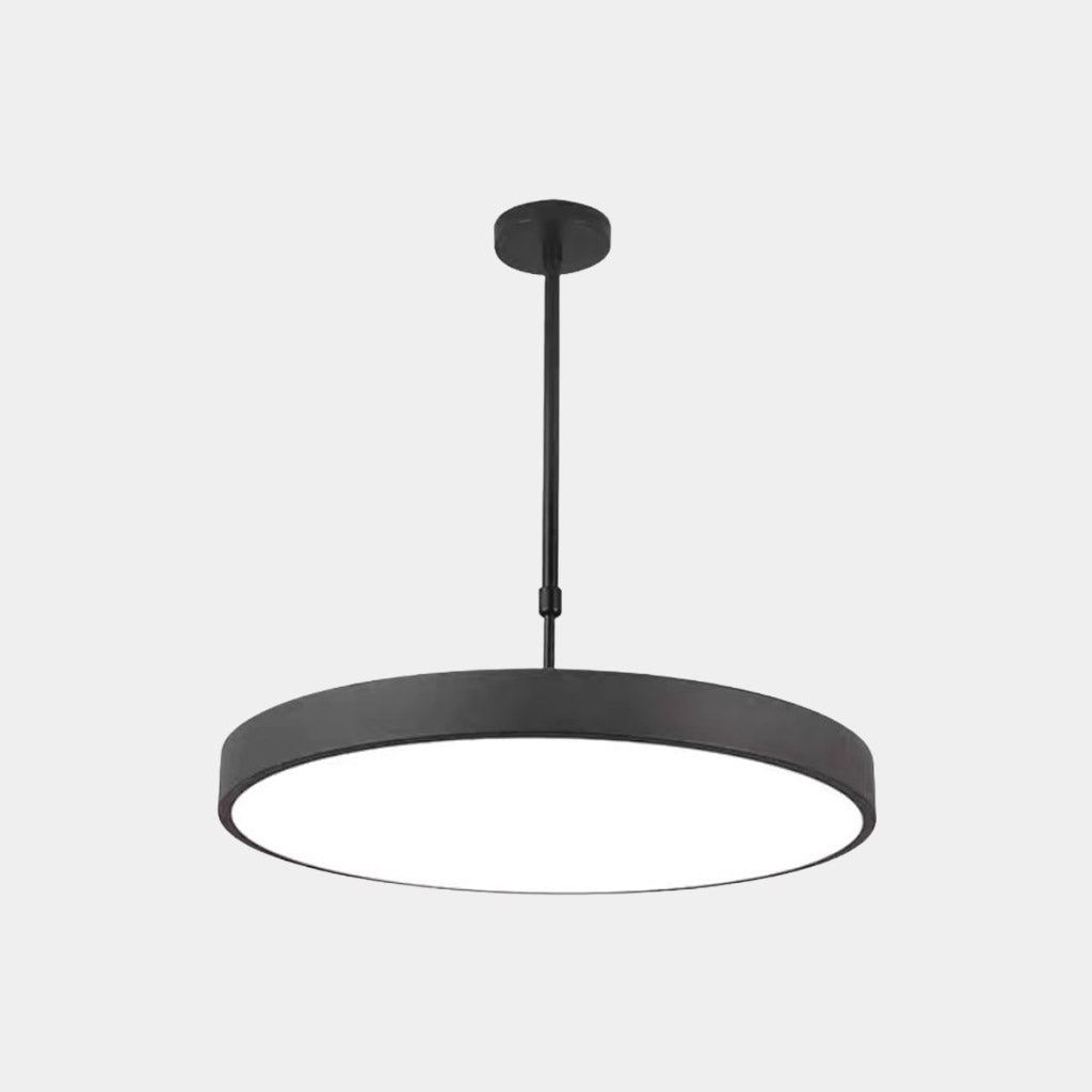 LED rotondo minimalista leggero a sospensione per ufficio, bianco / nero